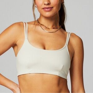 Fabletics Cream Low Impact Cross Back Sports Bra